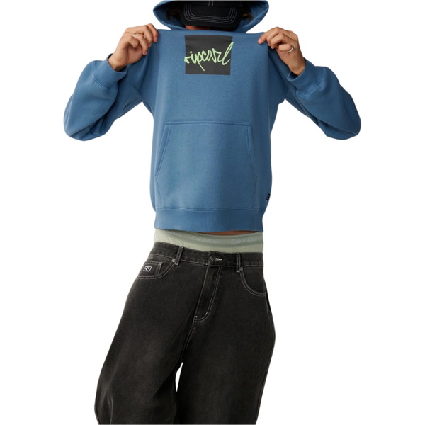 2026 Rip Curl Mens Rip Script Icon Hoodie 0F7MFL - Bluefin